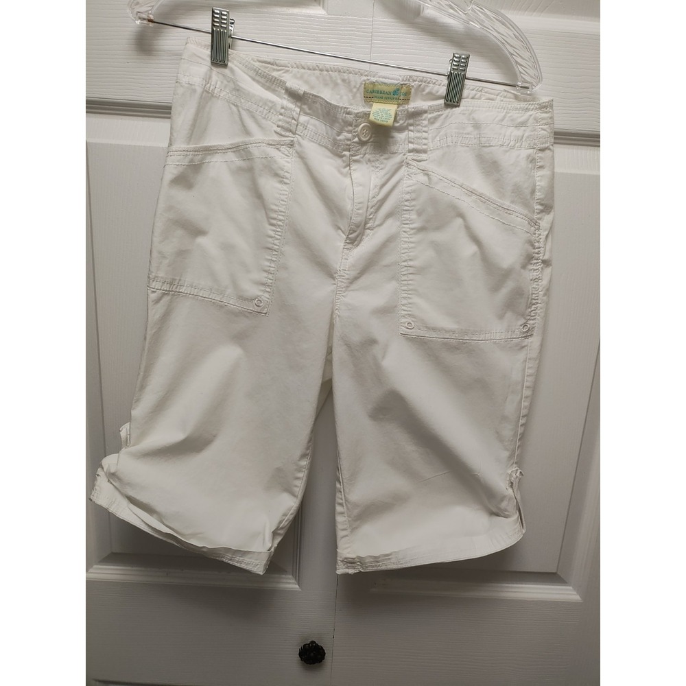Caribbean Joe Island Supply Co Size 8 Cotton White Cargo Short